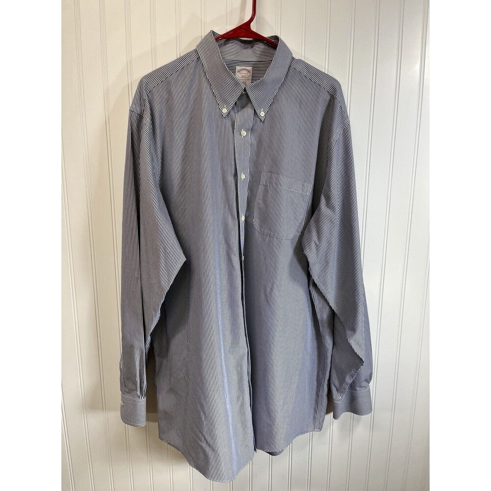Brooks‎ Brothers Regular Fit Blue Pinstripe Dress Shirt. 17.5x6/7. Long Sleeve